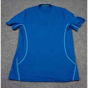 Icebreaker Shirt Mens M Blue Short Sleeve Merino Wool Lightweight Athletic Top